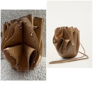 Farm Rio Cream Leather Studded Crossbody Flower Bag